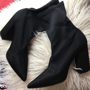 Black pull on sock booties
